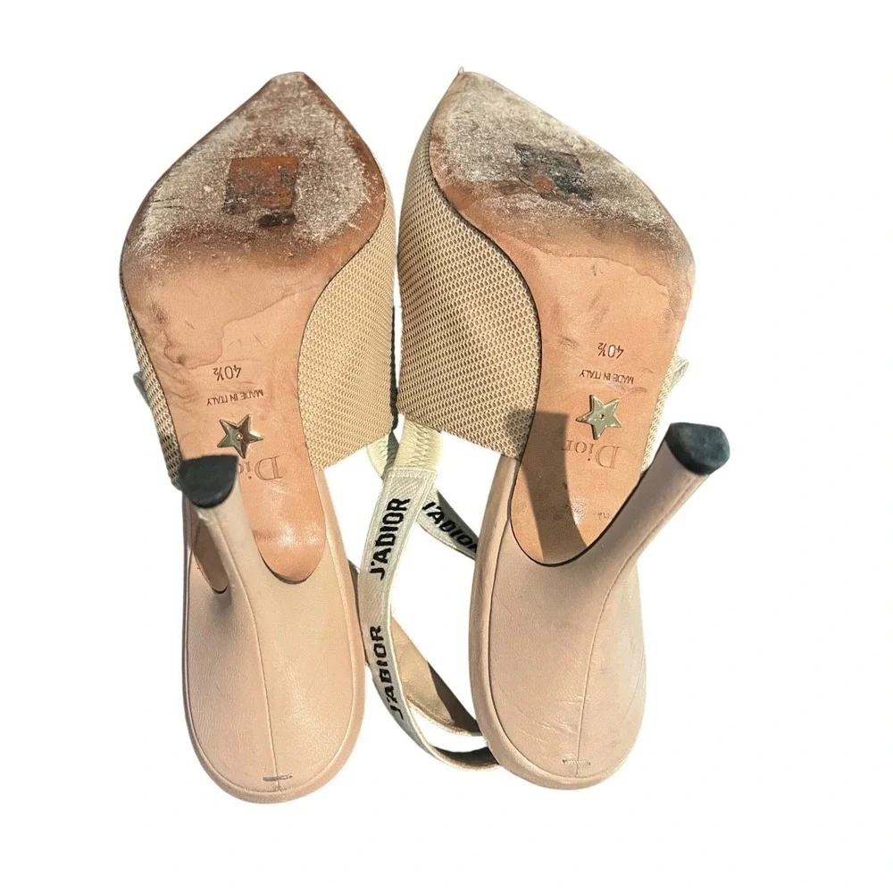 Christian Dior J'Adior Slingback Pump Nude Technical Fabric Size 40.5